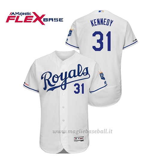Maglia Baseball Uomo Kansas City Royals Ian Kennedy 150th Aniversario Patch Flex Base Bianco